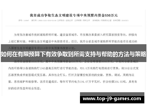 如何在有限预算下有效争取到所需支持与帮助的方法与策略